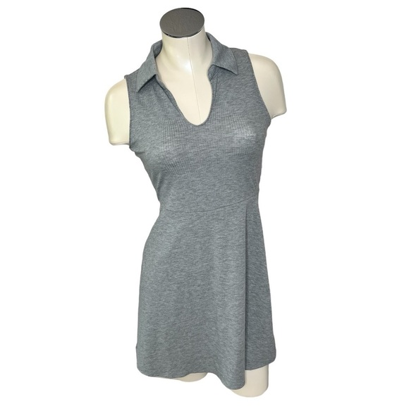 NWT NORDSTROM BP Polo Tank Sleeveless Mini Tennis Dress Ribbed Grey Size S - Picture 2 of 14